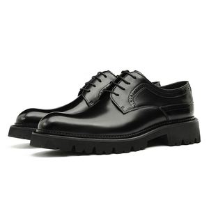 Zapatos Formales de Negocios para Hombre, de Cuero Genuino, Modernos, Casuales, con Punta Redonda, con Cordones, que Aumentan la Altura, Impermeables y Transpirables - Product Image 4