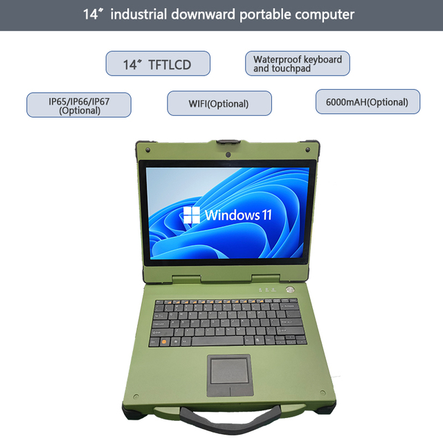 14 Inch LCD Upward Portable Industrial Computer Support I3/I5/I7 CPU 2.5" HDD/SSD Rugged Laptop 1920x1080 Resolution