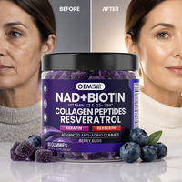 Gummies de collagène NAD Biotine à marque privée avec Resvératrol et Berbérine pour un supplément anti-âge et réparateur cellulaire