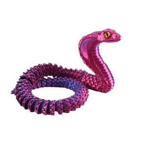 Serpent Cobra Articulé Imprimé en 3D, Modèle Animal Flexible en PLA Soie, <span class=keywords><strong>Jouet</strong></span> Anti-Stress, Couleur Métallique, Décoration de Bureau, Cadeau - Product Image 3