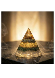 Pirámide de Ágata Mirani de Lujo con Piedras Preciosas Doradas, Citrino, Ojo de Tigre y Pirita - Decoración Ecológica para el Hogar y Regalo - Product Image 4