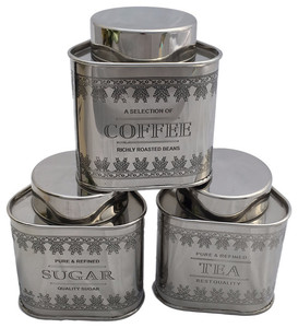 3 Piece Stainless Steel Canister Set Coffee Tea Sugar <b>Storage</b> <b>Containers</b> Kitchen Food <b>Storage</b> Jars with Lids Metal Set - Product Image 1