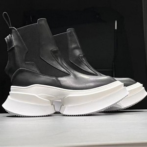 Botas de hombre de estilo oscuro, de media caña, con suela gruesa, botas Chelsea de piel de vaca, botas cortas. - Product Image 3