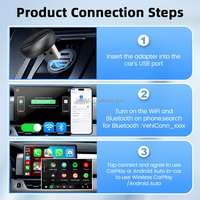 CarlinKit Mini Ultra3, Adaptador Inalámbrico de Doble Canal para Carplay y Android Auto, Dongle USB Universal para Car Play