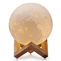 Lampe de nuit LED numérique 3D portable de 15 cm en forme de lune avec contrôle tactile, piles incluses et intensité réglable pour chambre à coucher