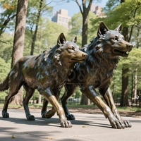 Nouvelle conception 2025 Vente chaude Sculpture de loup en bronze coulé Taille réelle Haute qualité