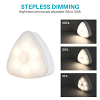 Mini lampe LED adhésive pour placard avec détecteur de mouvement, veilleuse à piles à luminosité réglable, rechargeable pour cuisine