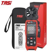 Anémomètre numérique portable TASI TA642A avec écran LCD 4 chiffres pour la mesure de la température de l'air, de la vitesse du flux et de la vitesse du vent (haut/bas)