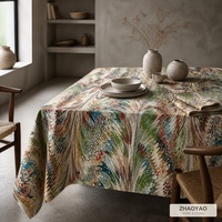 Nappe Moderne à Motif Géométrique Multicolore Longue Écologique en Polyester et Lin pour Mariage, Banquet et Fête