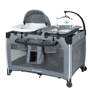 Lit de bébé portable avec berceau amovible, lit de voyage, lit d'appoint pour chambre d'enfant avec roulettes, gris foncé - Product Image 1