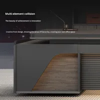 Bureau à panneaux en bois pour directeur exécutif haut de gamme Ensemble de bureau et de chaises à triple rangement simple et moderne