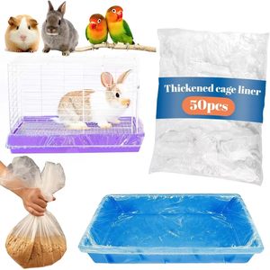 Doublures jetables pour cages, 50 pièces, en plastique épais, pour lapins, oiseaux, cochons d'inde, gestion des déchets des petits animaux - Product Image 1