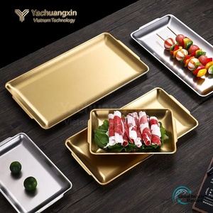 Ensemble de plateaux rectangulaires en métal, compatibles lave-vaisselle, design minimaliste, vaisselle pour usage quotidien - Product Image 3
