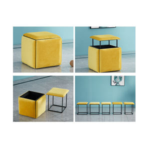 La combinación de las heces 5 en 1 apilable Plaza otomano con cojín de pie resto taburete tela asiento acolchado Rubik <span class=keywords><strong>cubo</strong></span> para sofá - Product Image 4