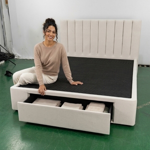 <span class=keywords><strong>Base</strong></span> de Cama Moderna de Tamaño Completo <span class=keywords><strong>con</strong></span> Almacenamiento, Cajones, Somier de Láminas de Madera, Tapicería de Terciopelo y Cabecero Ajustable - Product Image 3