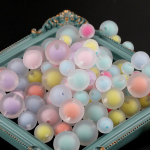 Perles rondes givrées 8mm 10mm 12mm 14mm 16mm en acrylique, résine plastique, perles en vrac pour la création de bijoux DIY - Product Image 1