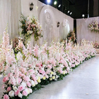 Arrangement floral artificiel en soie toucher réel Rose Hortensia pour centre de table d'allée de mariage, décoration d'événements de remise de diplôme et de fête des Mères