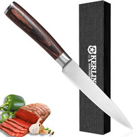 Couteau de chef en acier inoxydable avec manche en bois de carte Parker noir Couteau utilitaire de cuisine en acier au carbone