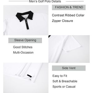 Polo de Golf Personalizado para Hombre, de Secado Rápido, con Cierre, Manga Corta, Color Blanco, Talla M - Product Image 4