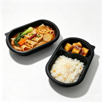 Boîte à lunch jetable en PP, prix de gros, pour préparation de repas, 2 compartiments, anti-fuite, compatible micro-ondes, conteneur alimentaire en plastique