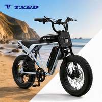 Moto électrique TXED 48V 750W avec moteur roue arrière, pneus larges, freins à disque avant et arrière, double suspension, vitesse 45 km/h, pour adultes