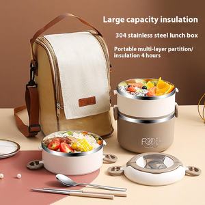 Ensemble de boîtes à repas isothermes empilables en acier inoxydable, portables, chauffables, étanches, pour adultes, boîte à lunch thermique bento - Product Image 5