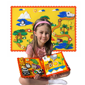 Benutzer definierte Montessori Sensory Felt Aktivität Story Board Vorschule Busy Book Frühes Lernen Tierbuch Lernspiel zeug für Kleinkinder - Product Image 1