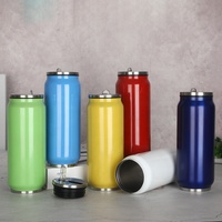 Canettes en forme de Cola en acier inoxydable, contenant isolé avec Logo personnalisé, bouteille d'eau, Thermos Vavuum, 500ml, 10 unités