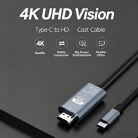 Cable USB C a HDTV 4K 60Hz, Adaptador de Duplicación USB C a HDTV para Computadoras Portátiles, Teléfonos, Conexión a TV, Monitor, Proyector