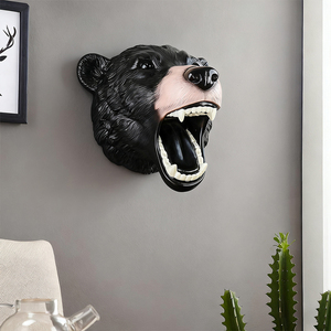 Escultura de resina con cabeza de oso negro personalizada, decoración de pared de animales en 3D realista, exhibición de arte náutico para jardín y hogar, regalos - Product Image 2