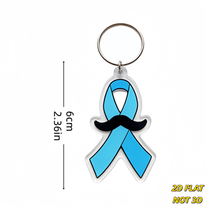 Llavero de Concienciación sobre el Cáncer de Próstata, Cinta Azul con Bigote, Acrílico, Ligero, Llavero Novedoso - Product Image 2