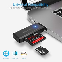 Lector de Tarjetas SD/TF 2 en 1 USB 3.0 Tipo A Externo, Plug and Play, Certificado CE RoHS FCC, Garantía de 12 Meses para Laptop/PC, Venta al Por Mayor