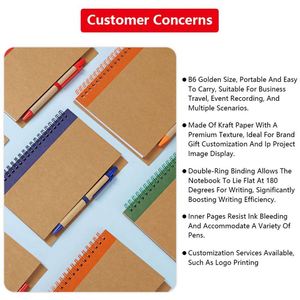 Cuadernos Espirales Personalizados B6/A5 con Bolígrafos, Impresión de 60 Hojas, Cuadernos para Estudiantes, Cuaderno Espiral de Papel Kraft - Product Image 6