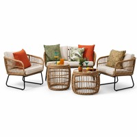 Ensemble de salon en rotin d'extérieur de qualité commerciale pour café, restaurant, hôtel, terrasse avec entretien facile