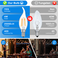 SAA Fancy 2700K Blanc Chaud LED Ampoules Dimmable Edison Bougie Verre Clair C35 avec Source de Lumière SMD E14 Base pour Plafond