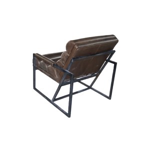 Wholesale <strong>Black</strong> Metal Accent <strong>Chair</strong> Deep Brown Genuine Leather Living Room Armchair Home Hotel Leisure <strong>Occasional</strong> <strong>Chair</strong> - Product Image 6