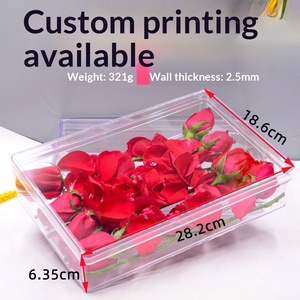 Grande boîte rectangulaire transparente en PS avec couvercle, design empilable, pour la présentation et l'emballage de fleurs, aliments et cadeaux - Product Image 2