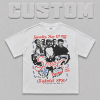 Camisa de manga corta informal holgada para hombre, estilo callejero americano, de algodón puro desgastado de 300g, con efecto descolorido y rotos, pintada con spray.