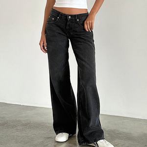 Jeans taille basse personnalisables OEM pour femmes – Nouvelle collection, style décontracté et tendance pour l'été, avec délavage et jambe large en denim - Product Image 2