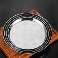 Plateau Rond Plat en Acier Inoxydable Grande Taille Multifonctionnel pour Restaurant, Barbecue, Plateau de Fruits et Service Alimentaire - Vente Chaude