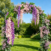 Guirlande de fleurs artificielles en glycine en plastique mélangé, violettes et roses, pour Pâques, mariage, Saint-Valentin, remise de diplôme, décoration intérieure