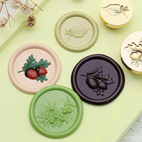 Têtes de sceau de cire en laiton massif, Série Florale en relief, Motifs végétaux artistiques : Fleurs de cerisier, Chrysanthèmes sauvages