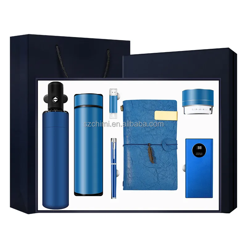 High end gift set corporate luxury gift promotion items notebook umbrella vacuum flask speaker note book gift set 2024
