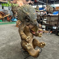 Triceratops bébé Animatronic dinosaure modèle Silicone bébé Triceratops juvénile Dino parc décoration pour affichage de musée