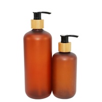 Botol Plastik PET 250ml dengan Tutup Pompa Bambu untuk Kemasan Kosmetik, Krim Wajah, Sampo, Sabun Mandi, dan Lotion dengan Logo Kustom