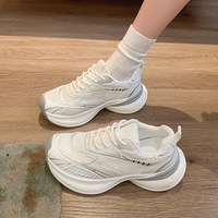 Baskets Chunky à Plateforme en Maille Respirante, Rehaussantes, Style Rétro Dad Shoes, à Lacets, Antidérapantes, pour la Marche Décontractée, OEM ODM