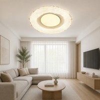 Plafonnier LED rond simple à montage encastré, design superposé, disque à éclairage doux, 3 couleurs, intensité réglable, pour chambre et salon, Zhongshan Direct