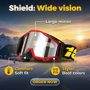 <span class=keywords><strong>Lunettes</strong></span> de protection authentiques JW-1232 pour motocross, unisexe, coupe-vent, monture intégrale en polyuréthane thermoplastique - Product Image 2
