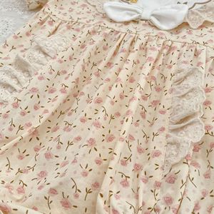 Tutina Estiva per Bambine, Nuovo Modello Floreale con Fiocco in Pizzo, Maniche a Sbuffo in Cotone, Stile Principessa Morbido - Product Image 4