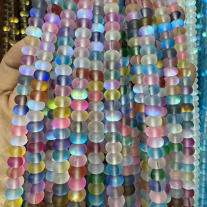 5*8mm Matte Aurora Crystal Glass <strong>Beads</strong> Flash Glitter Shining Mermaid Round Loose <strong>Aura</strong> <strong>Bead</strong> Frosted Moonstone - Product Image 4
